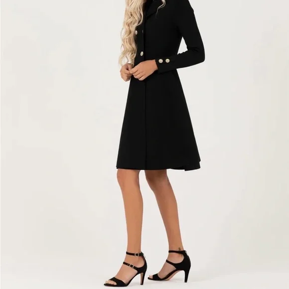 Aleeza Paris Elegant Black Double-Breasted Dress - Picture 4 of 5